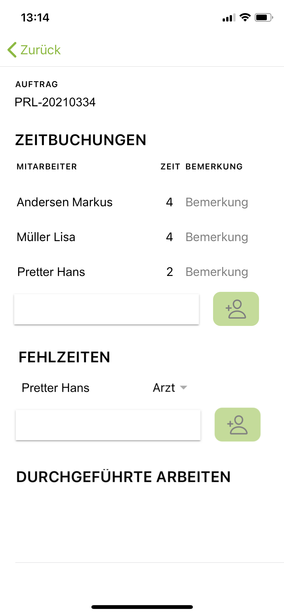 Mobile phone displaying time tracking interface with monthly overview